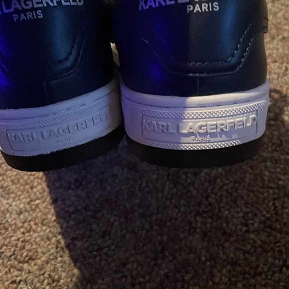 Karl Lagerfeld Men's Leather Sneakers Navy Black Shoes Sz 8 41 - Picture 5 of 7